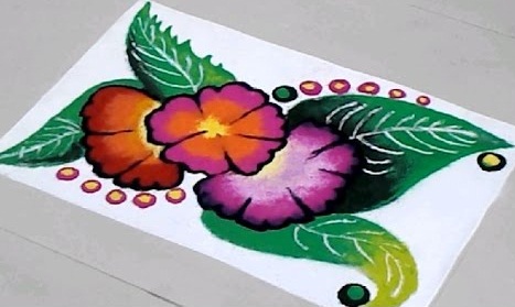 Fri hånd Farverigt blomsterdesign Rangoli