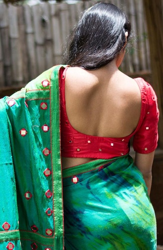 Den røde designerbluse til Silk Saree