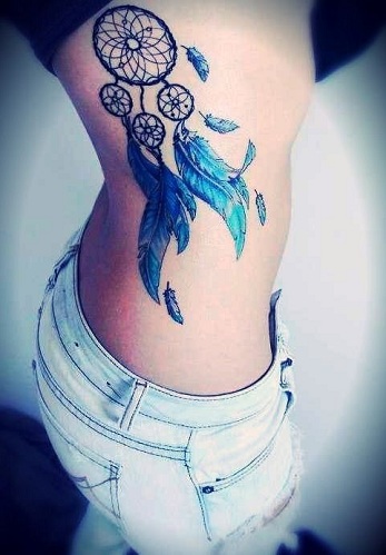 Dream Catcher Rib Cage Tattoo Design