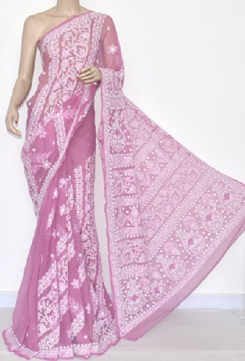 Løgfarvet Chikankari Saree