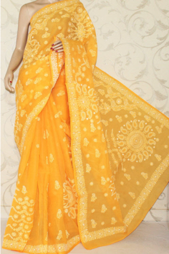 Gul broderi Lucknow Chikankari Saree