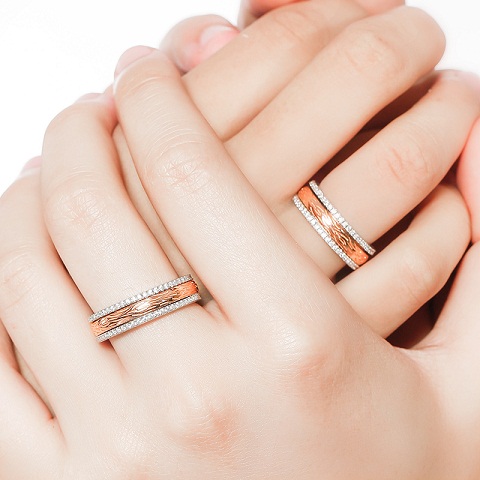 Rose Gold Párok Spinner eljegyzési gyűrűk