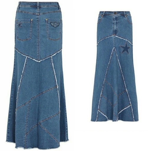 Blå denim sigøjnerskørt