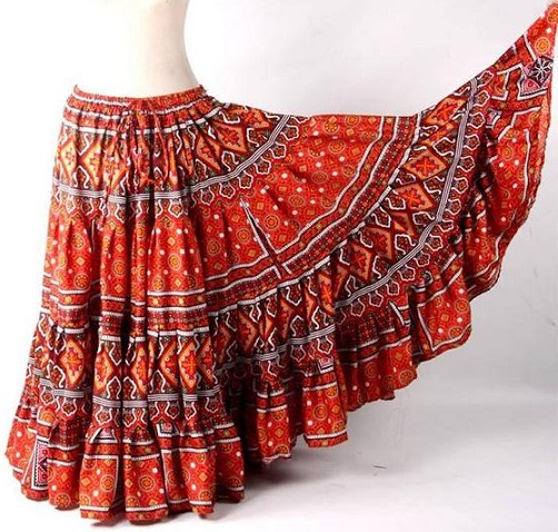 Orange Tribal sigøjnerskørt