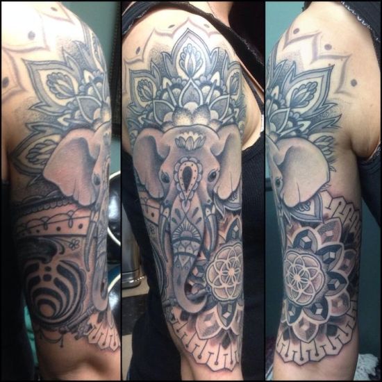 Törzsi elefánt tetoválás tervezés ujjakon