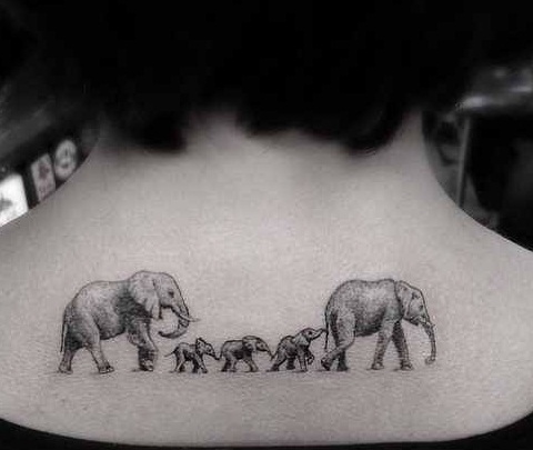 Family Affair Elephant Tattoo Design