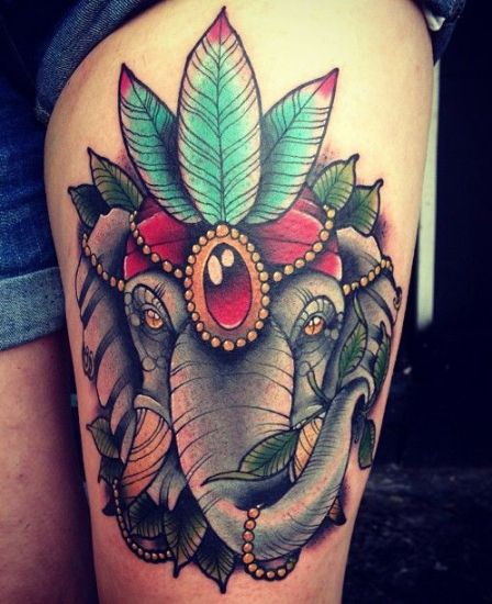 Hagyományos elefánt tetoválás