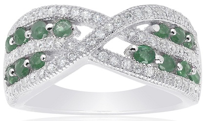 Dolce Giovanna ezüst smaragd drágakő gyűrű