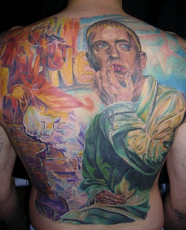 Vandfarve Eminem Tattoo med sit foto afbildet