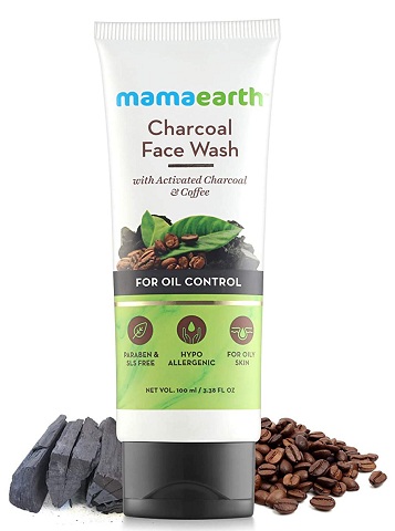 Mama Earth Charcoal Face Wash Natural til fedtet hudkontrol og forureningsforsvar