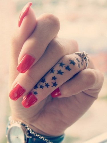 Star Struck Finger Tattoos for Girls