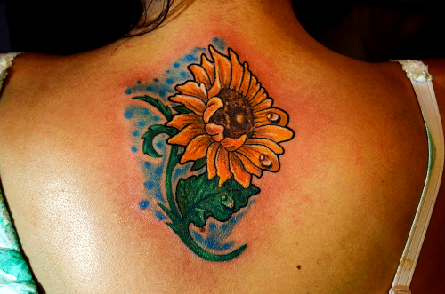 Napvirágos tetoválások a háton