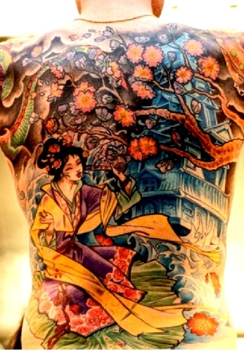 Geisha midt i tatoveringsdesign