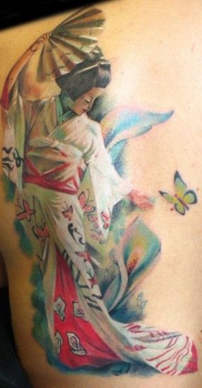 A teljes ábra Geisha Tattoo Design