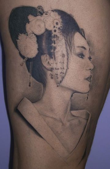 Portræt Geisha Tattoo Design