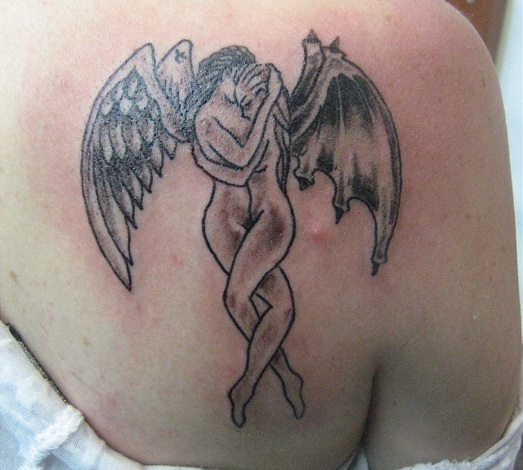Angelic Horseshoe Tattoo On Shoulder