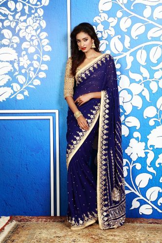 Blue Gota Patti Work Saree