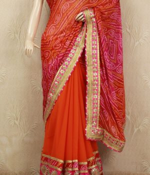 Rajasthani Gota arbejde i Saree