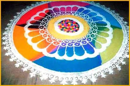 Cirkulære Kolangal Rangoli -designs