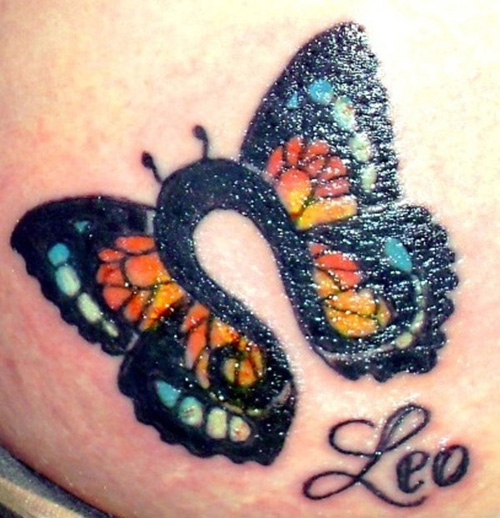 Leo Butterfly Tattoo Design névvel
