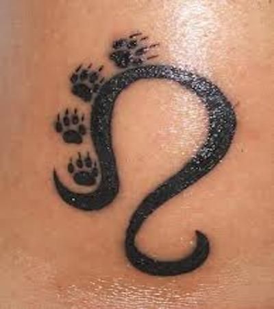 Zodiac med Leo Paws tatoveringsdesign