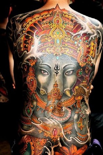 Ganesha tatoveringsdesign på bagsiden