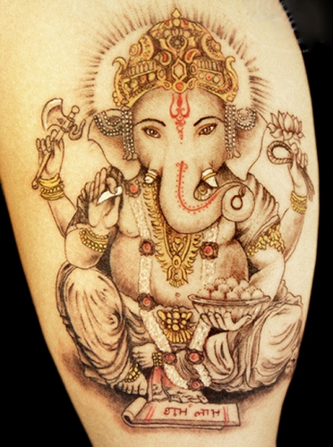 Golden Ganesh Tattoo Designs