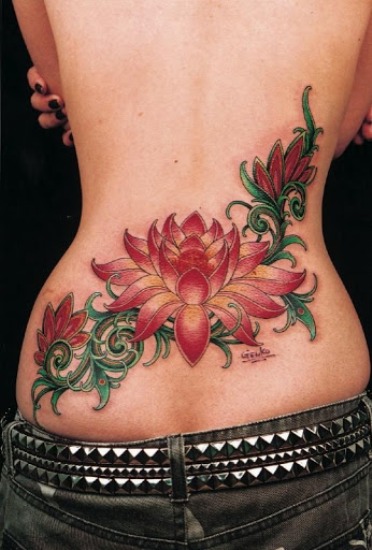 Lowe Back Lotus Flower Tattoo Design