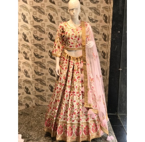 Raw Silk Floral Lehenga