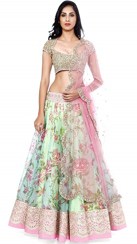 Pakisztáni virágos Lehenga Choli