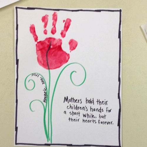 Kézzel nyomtatott anyák napi üdvözlőlap
