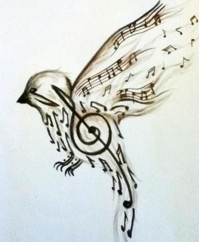 Bird Shape Music Note Tatoveringer