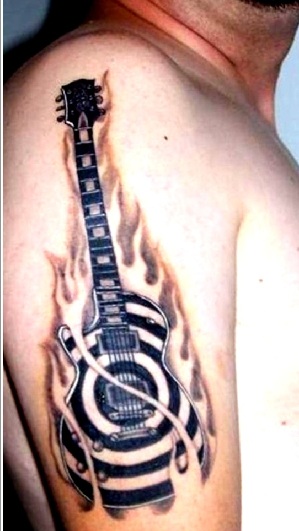 Firing Guitar Music Tattoo Designs til mænd