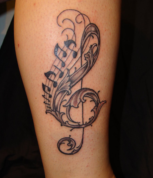 Musical Note Tattoo på benet