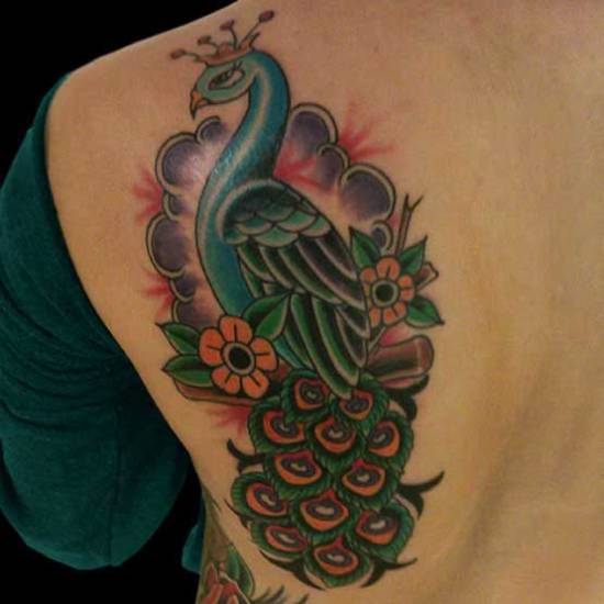 Vandfarve Splash Peacock Tattoo