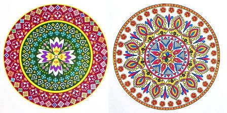 Flerfarvede Rangoli-designs