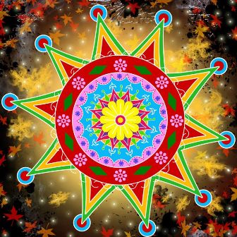 Csillag alakú matrica Rangoli minták