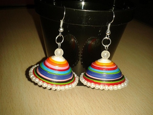 Rainbow Quilling Jhumkas