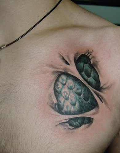 Zöld lény RIP tetoválás