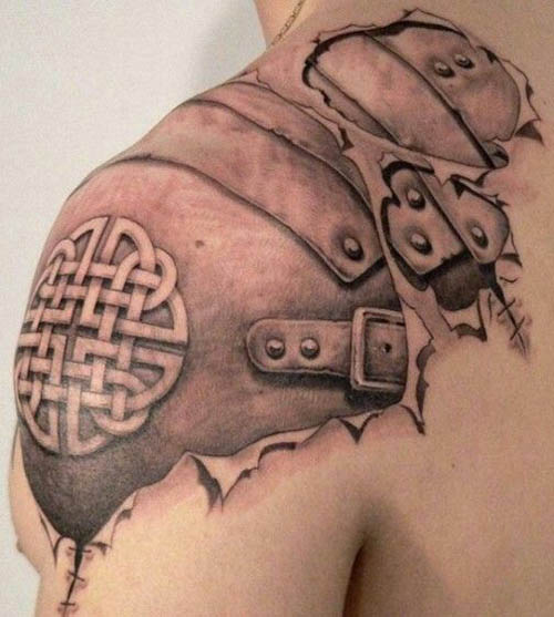 Hűvös páncél váll tetoválás férfiaknak