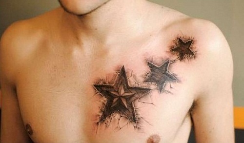 3D tripla beágyazott csillag tetoválás tervezés
