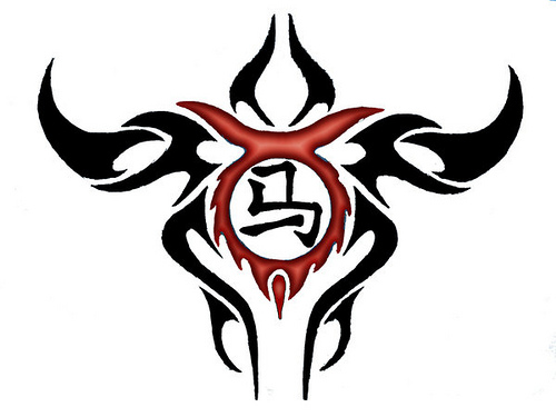 Bulls Head vázlata Glyph Tattoo -val