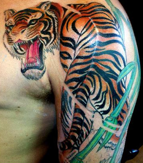 Ázsiai stílusú tigris tetoválás minták