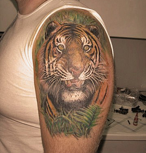 Arm Tiger Face Tattoo Designs