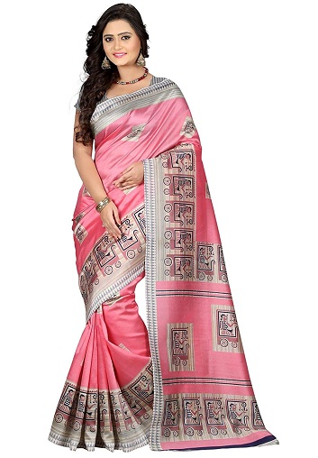 Trykt silke Saree