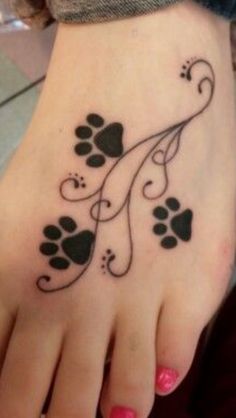 Floral Paw Print Tattoo Designs