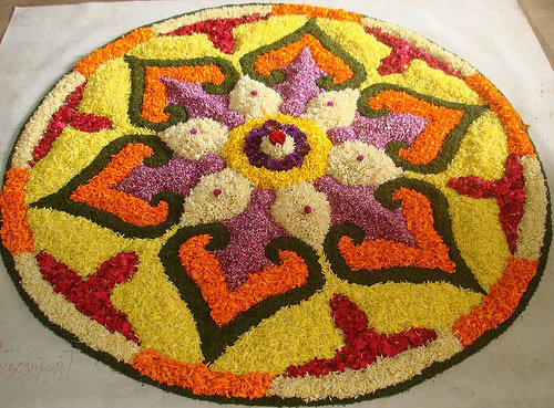 Cirkulær frihånd Rangoli Design til Onam