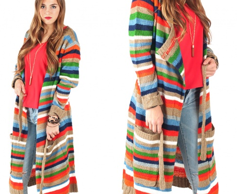 Többszínű hosszú pulóver
