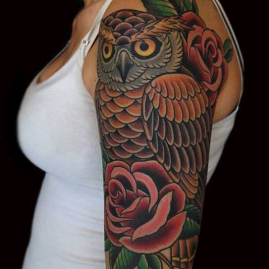 Indien stil tatovering af ugle