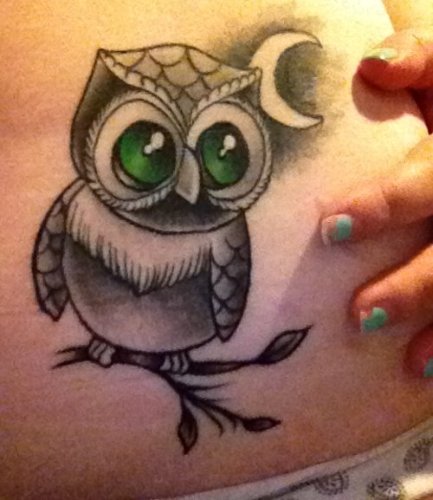 Big eyed ugle tatovering